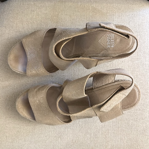 Eileen Fisher Women’s Strappy Gladiator Espadrille Wedge Sandals Cream Size 8.5 - Picture 5 of 12